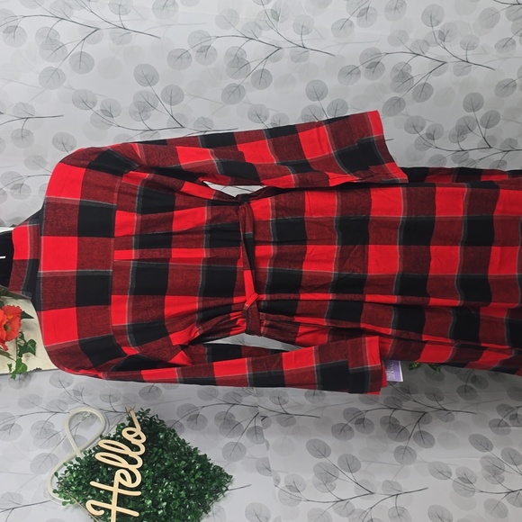 Stars Above Cozy Buffalo Check Flannel Robe - Picture 6 of 8